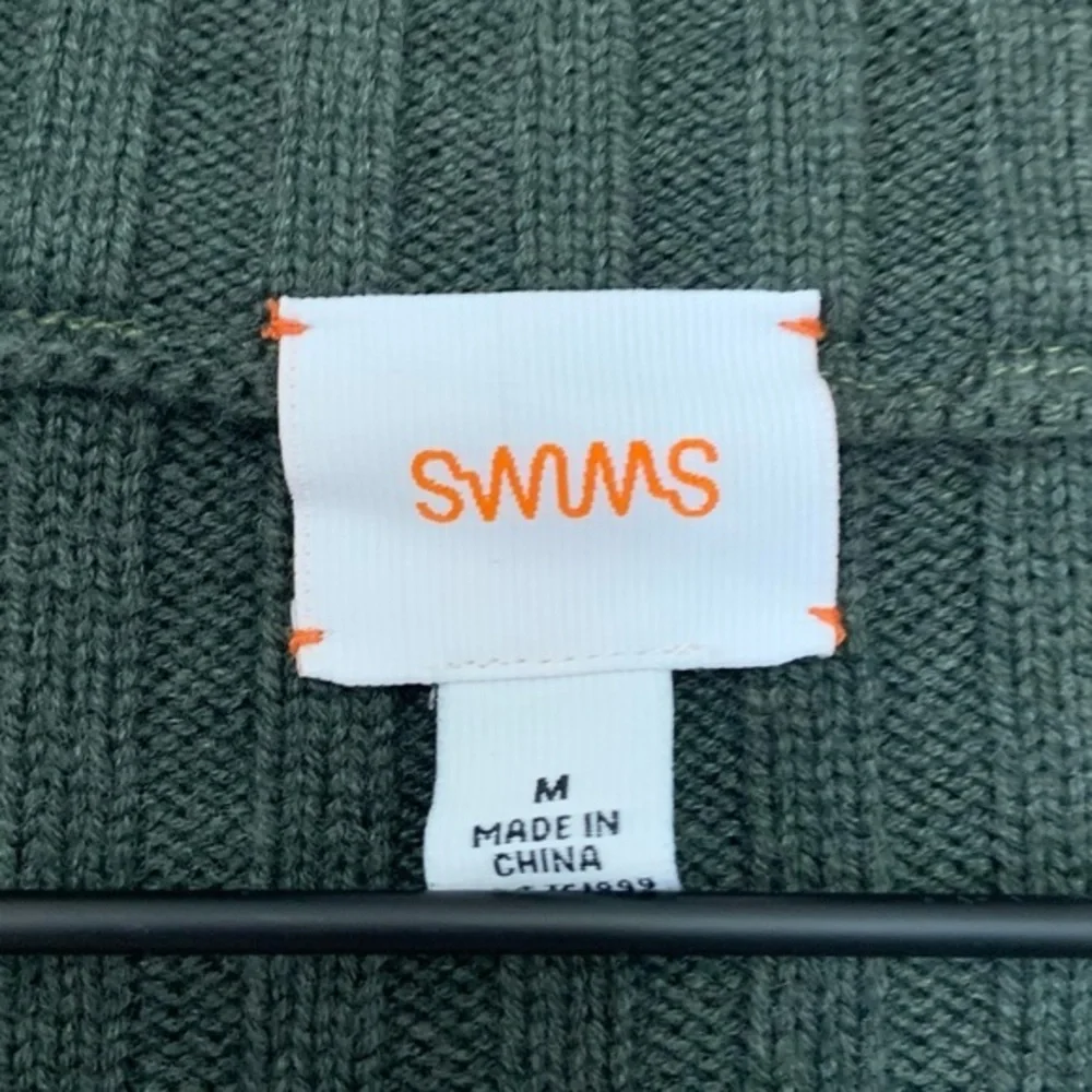 SWIMS Men’s Ramberg Full Zip Quilted Sweater Jacket Olive Green‎ Size Medium